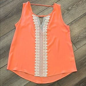 **ALYA**Coral Lace Accent Tank Top